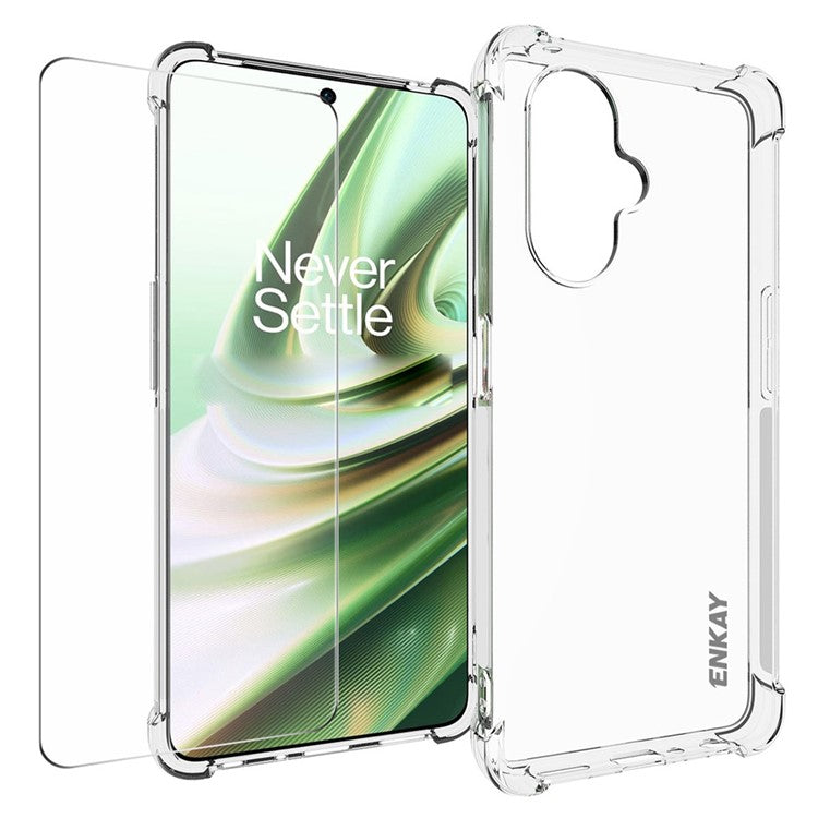 ENKAY HAT PRINCE For OnePlus Nord CE3 5G Anti-slip TPU Case Clear Phone Cover with High Aluminium-silicon Glass Screen Film