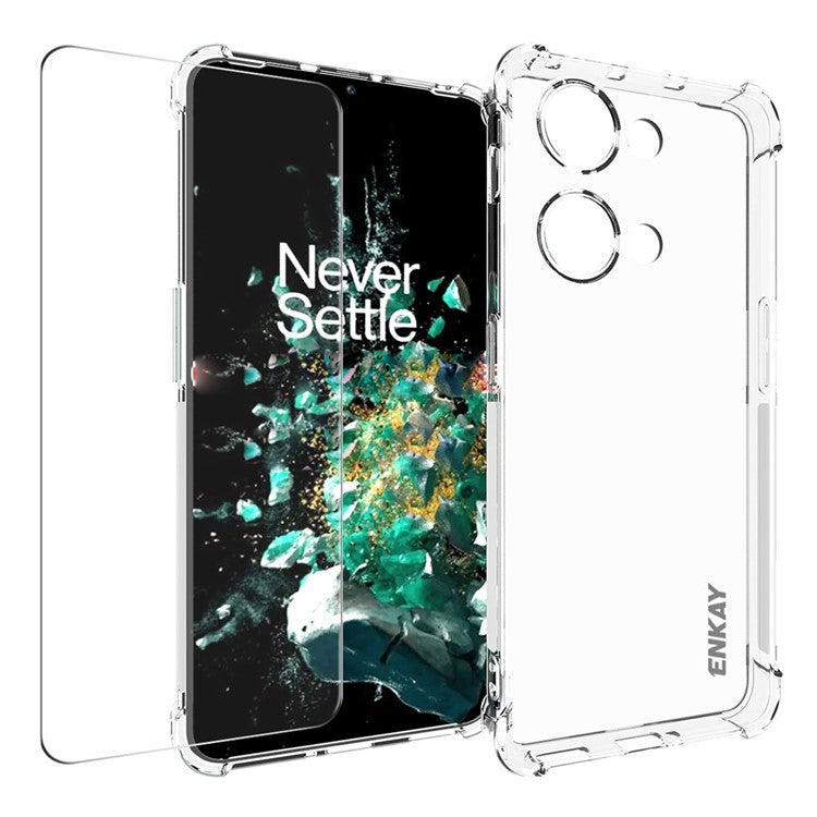 ENKAY HAT PRINCE For OnePlus Ace 2V / Nord 3 5G Clear TPU Case Phone Cover with High Aluminium-silicon Glass Screen Film