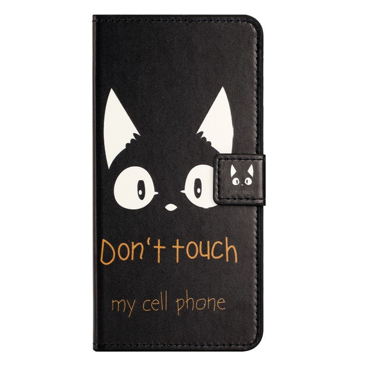 For Samsung Galaxy A25 5G (Global) (161.0 x 76.5 x 8.3mm) Leather Wallet Case Pattern Printing Stand Phone Cover - Don't Touch My Cell Phone