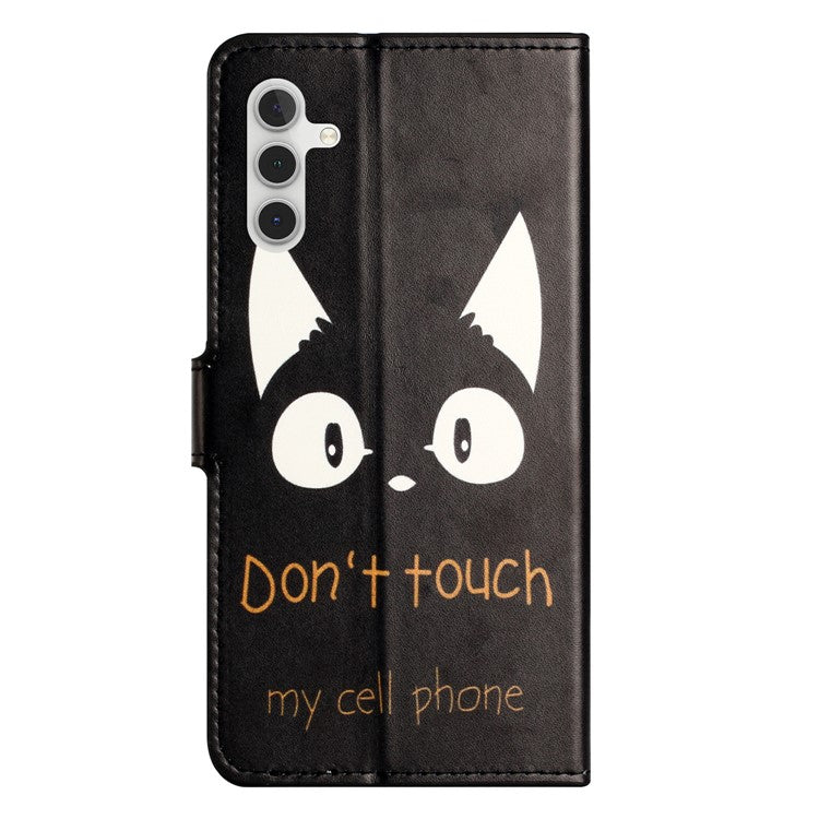 For Samsung Galaxy A25 5G (Global) (161.0 x 76.5 x 8.3mm) Leather Wallet Case Pattern Printing Stand Phone Cover - Don't Touch My Cell Phone