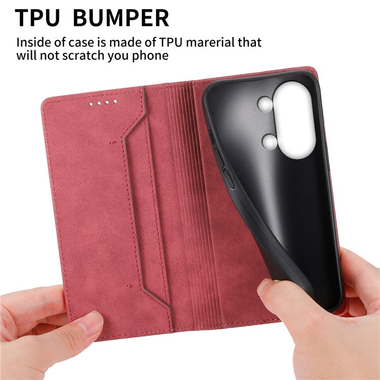 DF-05 For OnePlus Nord 3 5G / Ace 2V PU Leather Wallet Case RFID Blocking Stand Phone Cover - Red