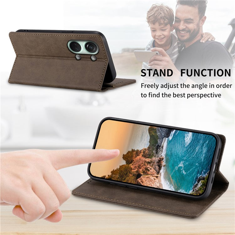 DF-05 For OnePlus Nord 3 5G / Ace 2V PU Leather Wallet Case RFID Blocking Stand Phone Cover - Brown