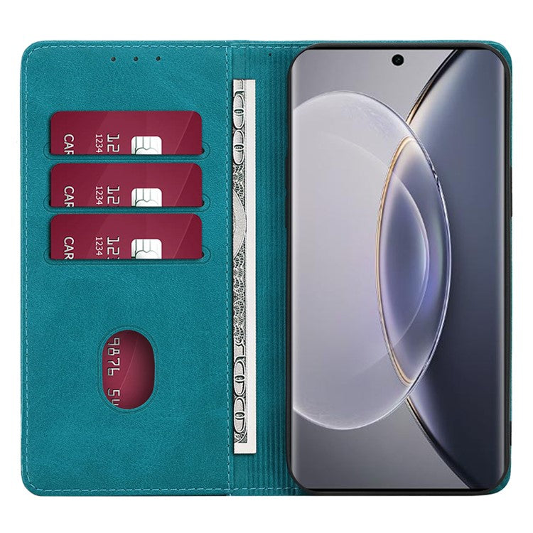 For vivo S17 Pro 5G / S17 5G Anti-Scratch Calf Texture Leather Cover Stand Wallet Phone Case - Baby Blue