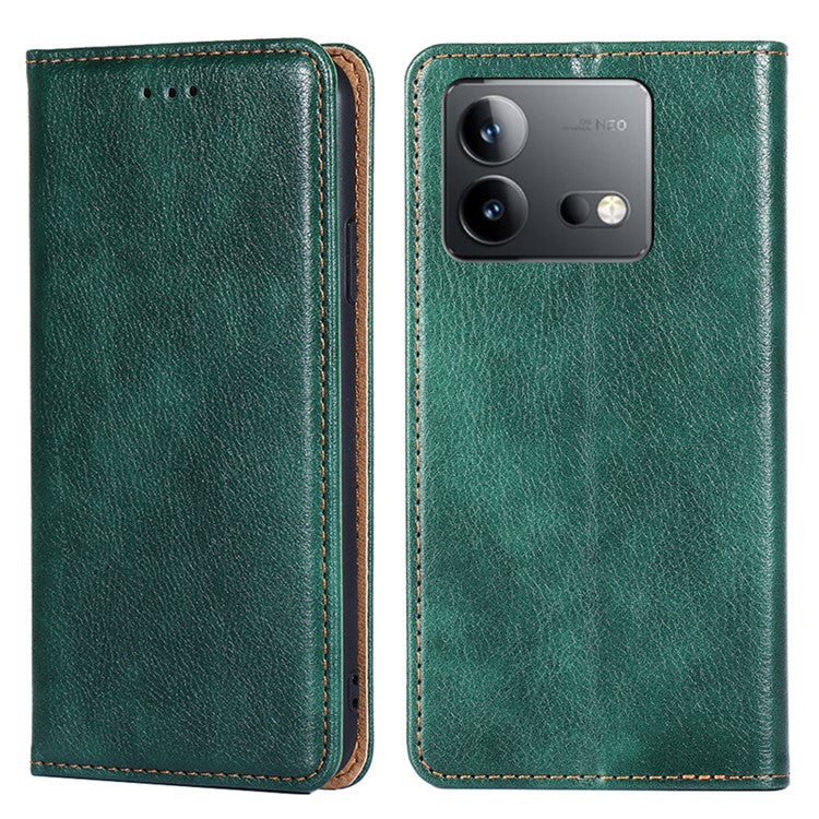 For vivo iQOO Neo8 5G / Neo8 Pro 5G Stand Wallet Cover Magnetic Phone Case PU Leather + TPU Phone Shell - Green