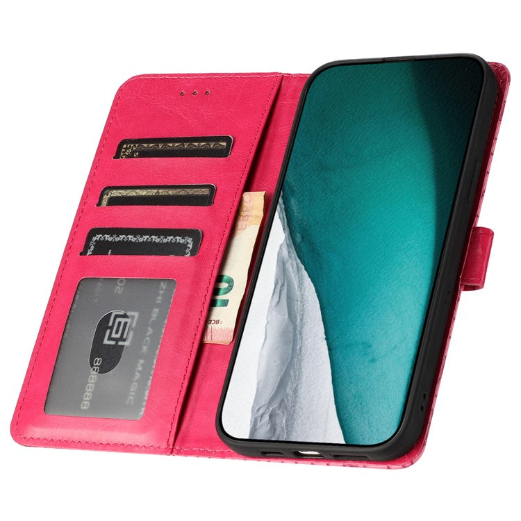 Stand Wallet for Samsung Galaxy A72 4G / 5G Leather Cover Crocodile Texture Phone Case with Hand Strap - Rose