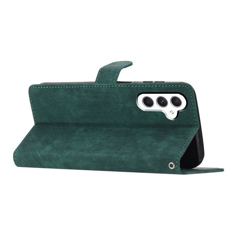 For Samsung Galaxy S23 FE Anti-Scratch Phone Shell PU Leather Wallet Case Stand Skin-touch Phone Cover - Green