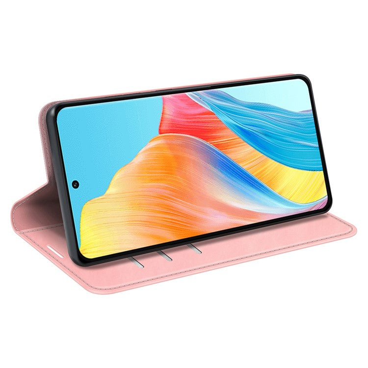 Skin-touch Stand Cover for Oppo A1 5G / A98 5G PU Leather Wallet Smartphone Shell Flip Case - Pink