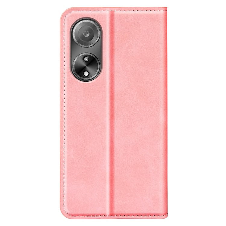 Skin-touch Stand Cover for Oppo A1 5G / A98 5G PU Leather Wallet Smartphone Shell Flip Case - Pink