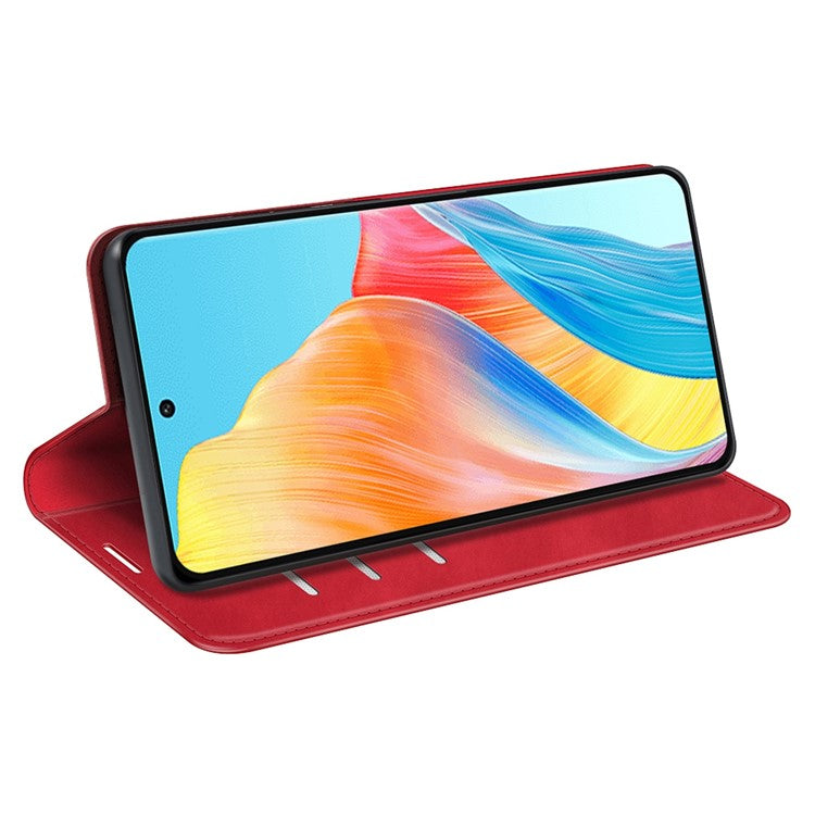 Skin-touch Stand Cover for Oppo A1 5G / A98 5G PU Leather Wallet Smartphone Shell Flip Case - Red