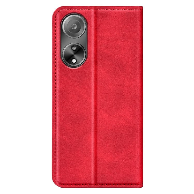 Skin-touch Stand Cover for Oppo A1 5G / A98 5G PU Leather Wallet Smartphone Shell Flip Case - Red