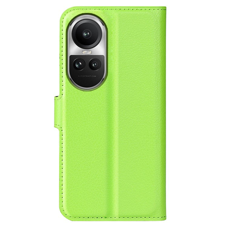 Litchi Texture PU Leather Phone Cover for Oppo Reno10 5G (Global) Wallet Stand Protective Phone Case - Green