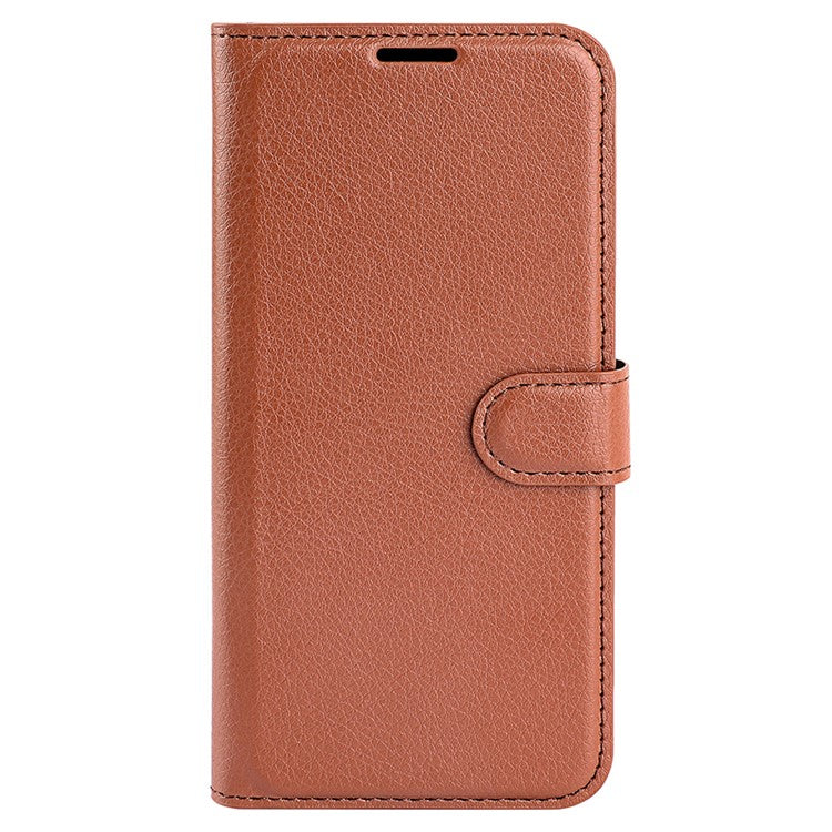 Litchi Texture PU Leather Phone Cover for Oppo Reno10 5G (Global) Wallet Stand Protective Phone Case - Brown