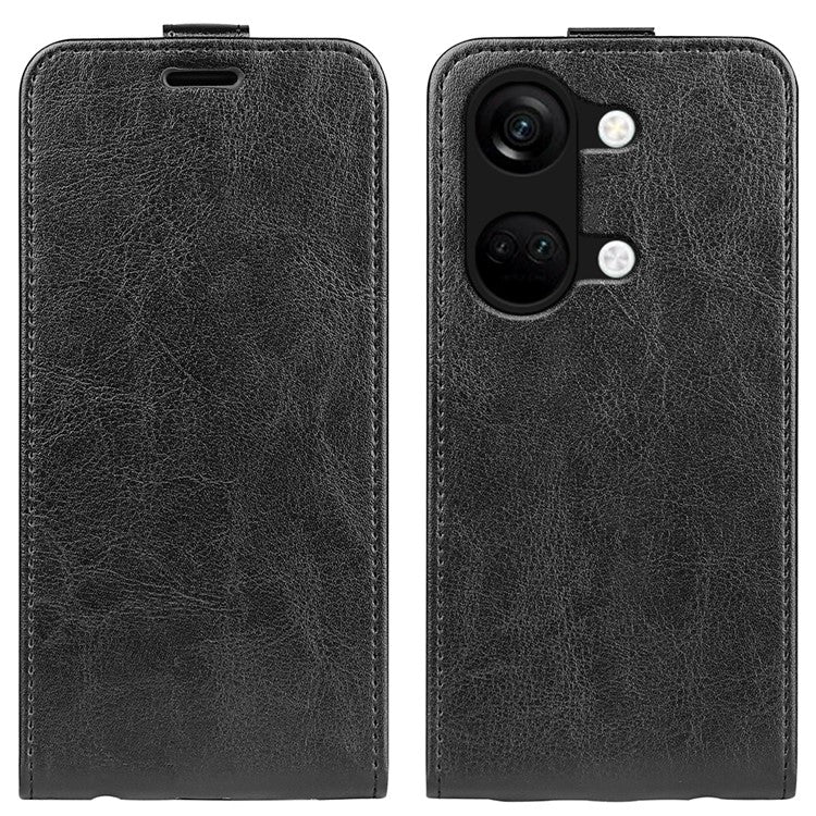 For OnePlus Ace 2V / Nord 3 5G Vertical Flip PU Leather Protective Phone Case Card Slot Cellphone Cover - Black