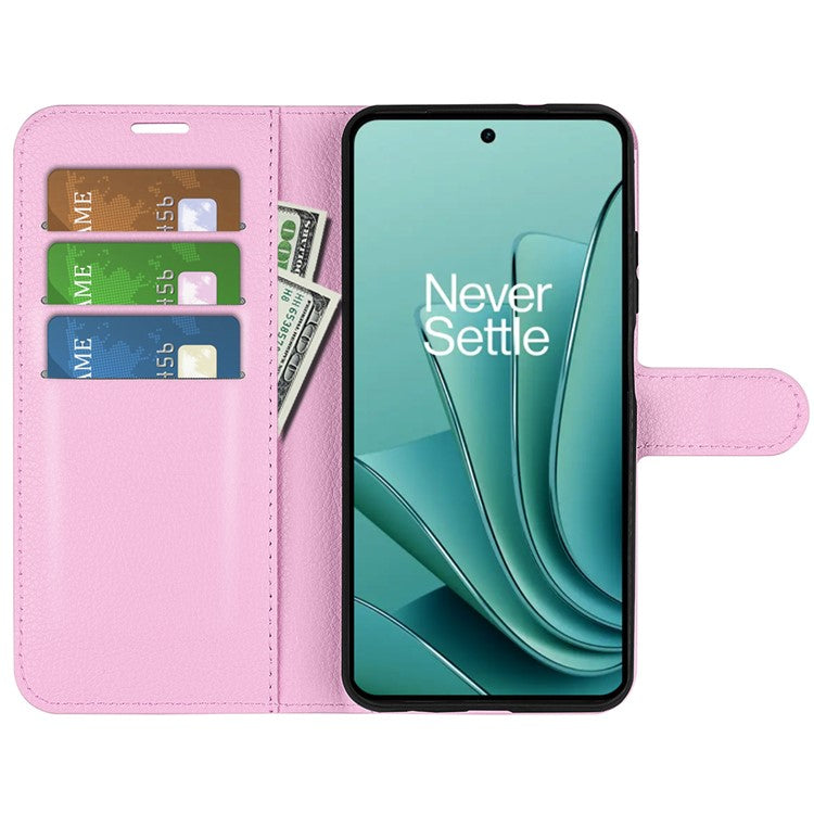 For OnePlus Ace 2V / Nord 3 5G Litchi Texture Wallet PU Leather Phone Case Stand Cover - Pink