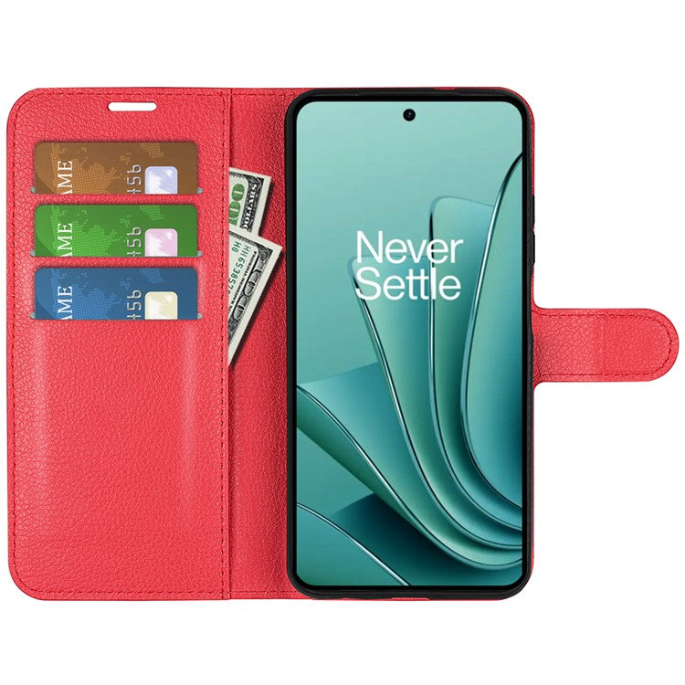 For OnePlus Ace 2V / Nord 3 5G Litchi Texture Wallet PU Leather Phone Case Stand Cover - Red