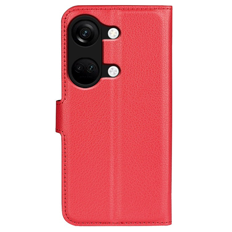 For OnePlus Ace 2V / Nord 3 5G Litchi Texture Wallet PU Leather Phone Case Stand Cover - Red