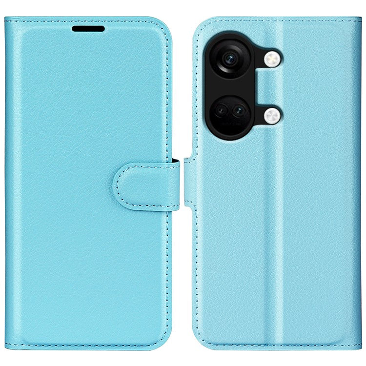 For OnePlus Ace 2V / Nord 3 5G Litchi Texture Wallet PU Leather Phone Case Stand Cover - Blue