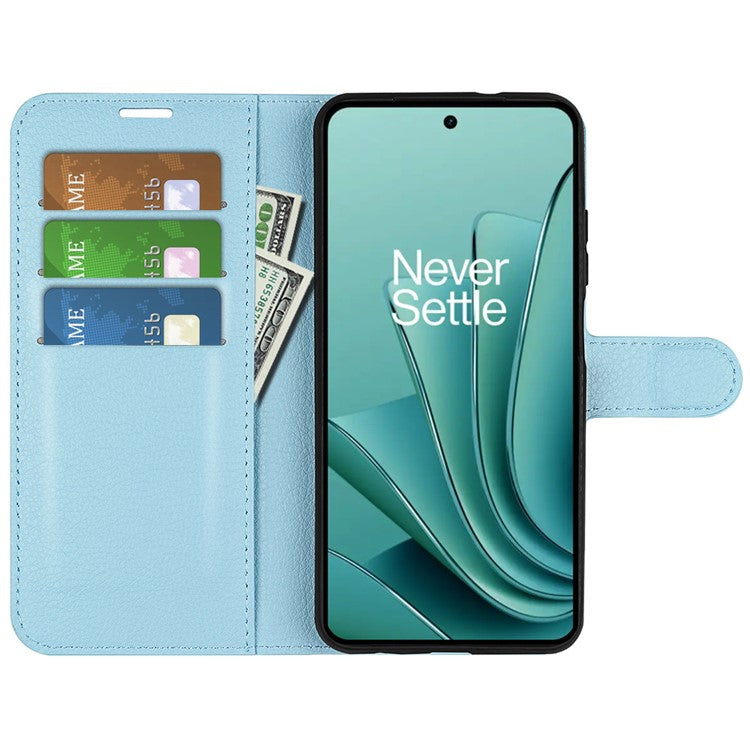 For OnePlus Ace 2V / Nord 3 5G Litchi Texture Wallet PU Leather Phone Case Stand Cover - Blue