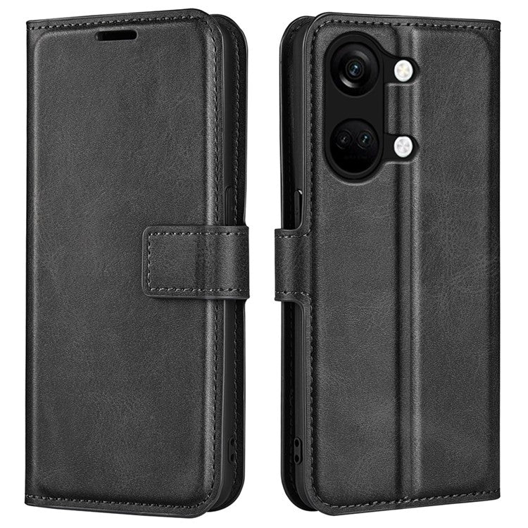 For OnePlus Ace 2V / Nord 3 5G PU Leather Wallet Case Stand Calf Texture Protective Phone Cover - Black