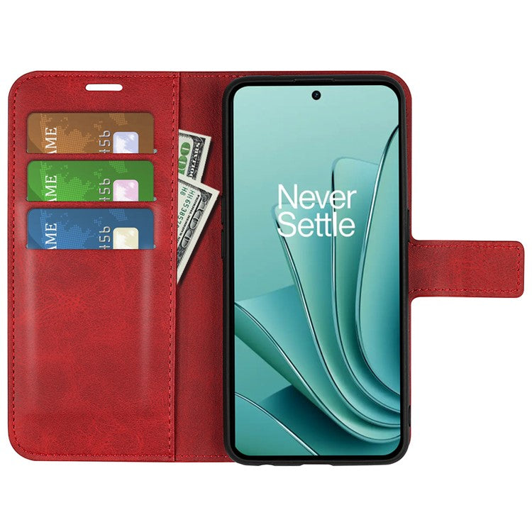 For OnePlus Ace 2V / Nord 3 5G PU Leather Wallet Case Stand Calf Texture Protective Phone Cover - Red