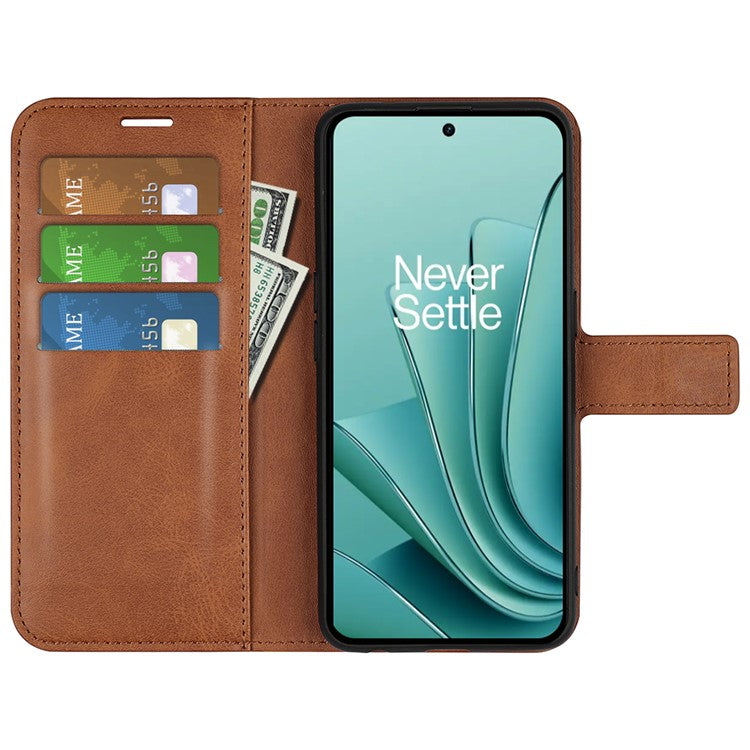 For OnePlus Ace 2V / Nord 3 5G PU Leather Wallet Case Stand Calf Texture Protective Phone Cover - Light Brown