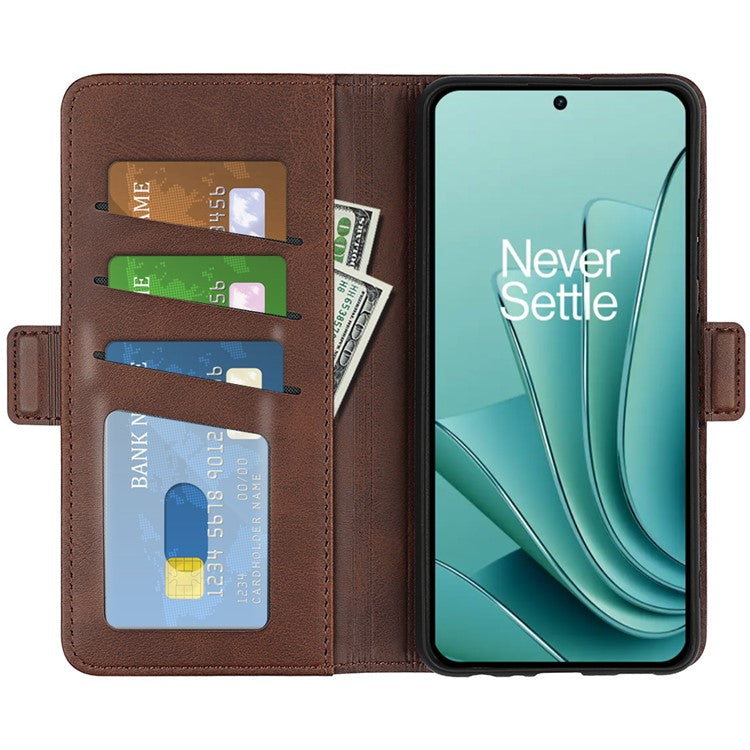 Calf Texture Stand Cover for OnePlus Ace 2V / Nord 3 5G , PU Leather+TPU Wallet Phone Case - Brown