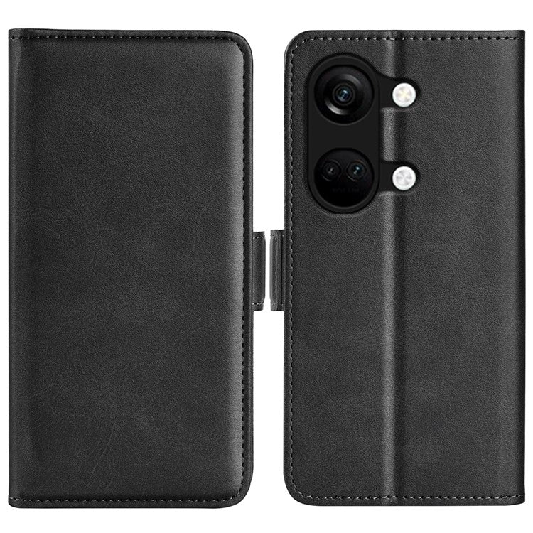 Calf Texture Stand Cover for OnePlus Ace 2V / Nord 3 5G , PU Leather+TPU Wallet Phone Case - Black
