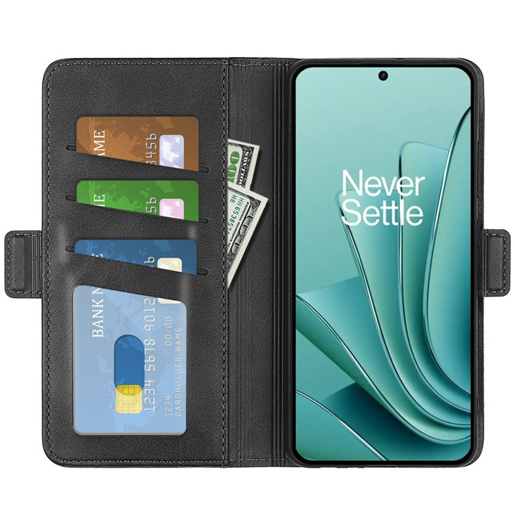 Calf Texture Stand Cover for OnePlus Ace 2V / Nord 3 5G , PU Leather+TPU Wallet Phone Case - Black