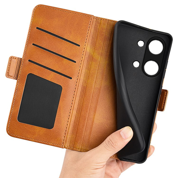 Calf Texture Stand Cover for OnePlus Ace 2V / Nord 3 5G , PU Leather+TPU Wallet Phone Case - Yellow