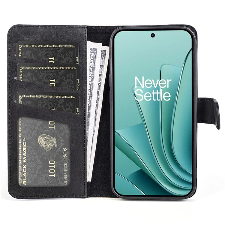 Wallet Shell for OnePlus Ace 2V / Nord 3 5G PU Leather Phone Cover Dual-color Splicing Stand Case - Black