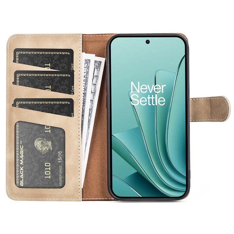 Wallet Shell for OnePlus Ace 2V / Nord 3 5G PU Leather Phone Cover Dual-color Splicing Stand Case - Yellow