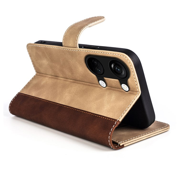 Wallet Shell for OnePlus Ace 2V / Nord 3 5G PU Leather Phone Cover Dual-color Splicing Stand Case - Yellow