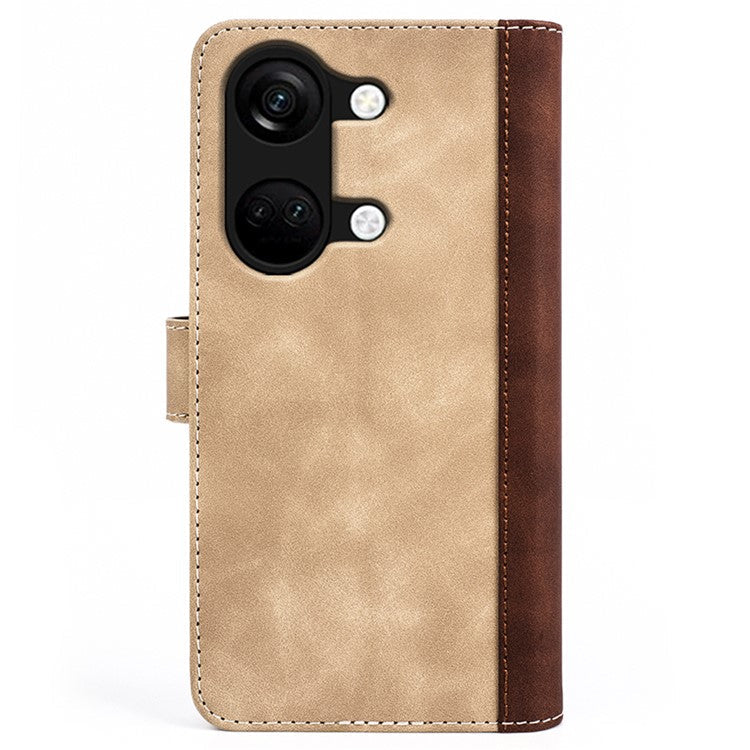 Wallet Shell for OnePlus Ace 2V / Nord 3 5G PU Leather Phone Cover Dual-color Splicing Stand Case - Yellow