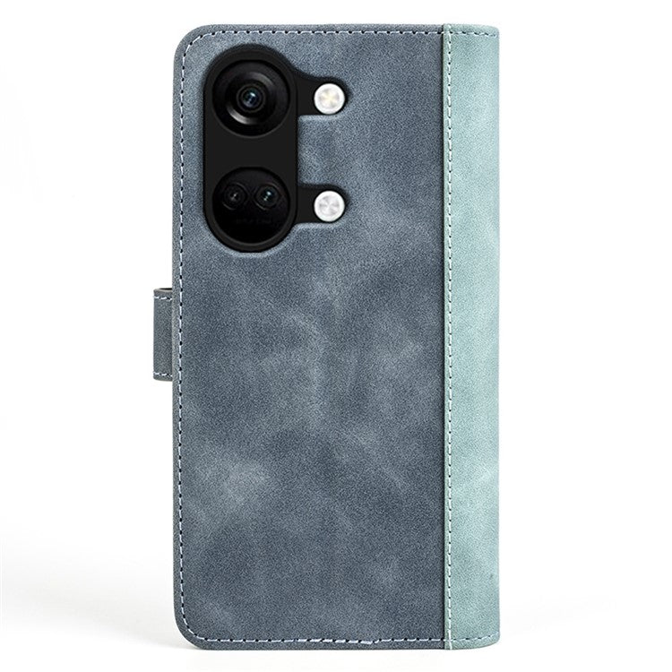 Wallet Shell for OnePlus Ace 2V / Nord 3 5G PU Leather Phone Cover Dual-color Splicing Stand Case - Blue