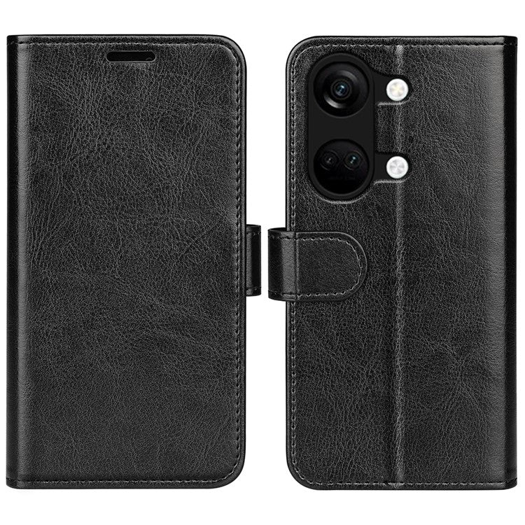 For OnePlus Ace 2V / Nord 3 5G Crazy Horse Texture Phone Wallet Case PU Leather Horizontal Stand Cover - Black