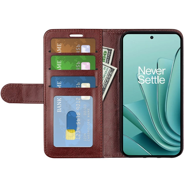 For OnePlus Ace 2V / Nord 3 5G Crazy Horse Texture Phone Wallet Case PU Leather Horizontal Stand Cover - Brown