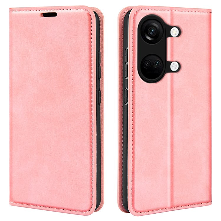 Skin-touch Stand Cover for OnePlus Ace 2V / Nord 3 5G Mobile Phone PU Leather Wallet Shell Flip Case - Pink
