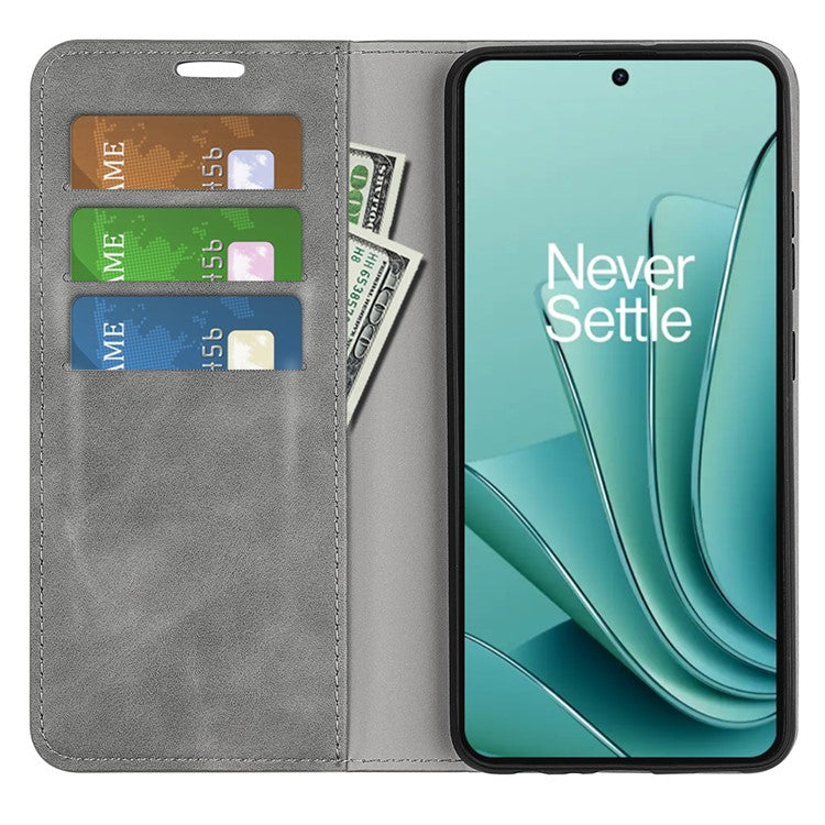 Skin-touch Stand Cover for OnePlus Ace 2V / Nord 3 5G Mobile Phone PU Leather Wallet Shell Flip Case - Grey