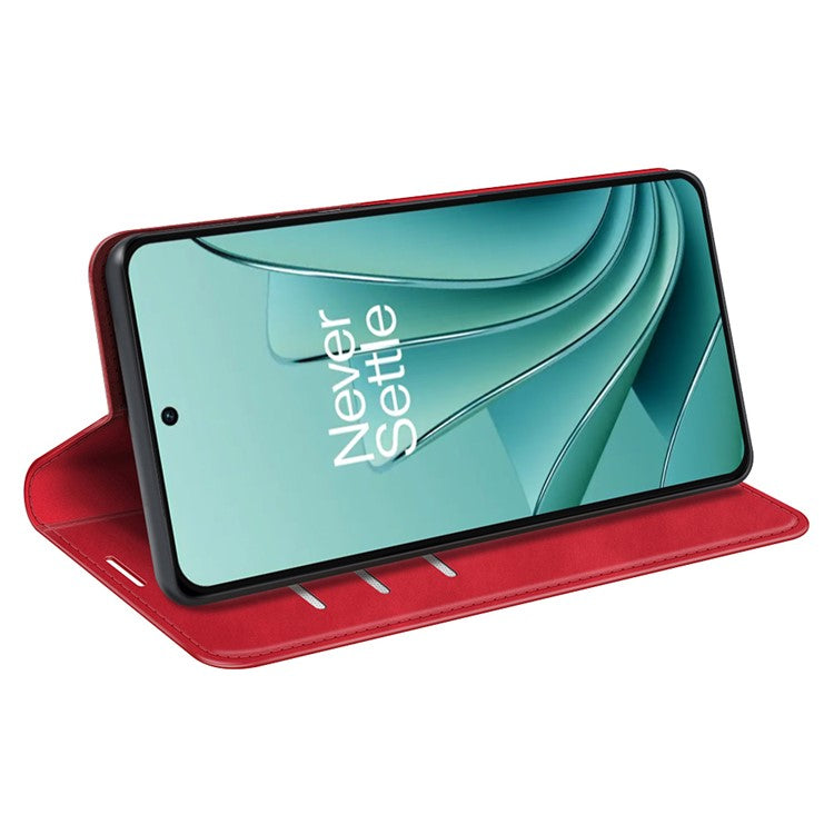 Skin-touch Stand Cover for OnePlus Ace 2V / Nord 3 5G Mobile Phone PU Leather Wallet Shell Flip Case - Red