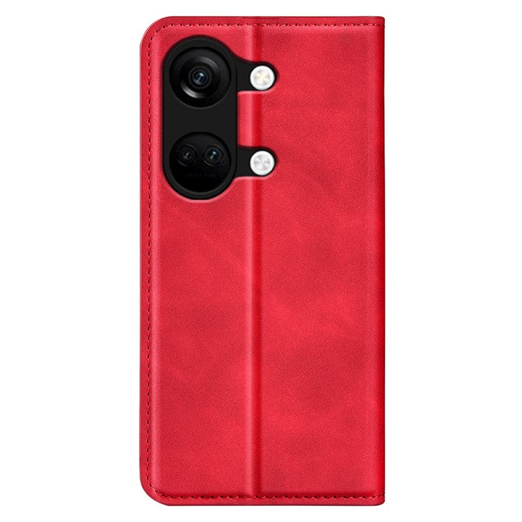 Skin-touch Stand Cover for OnePlus Ace 2V / Nord 3 5G Mobile Phone PU Leather Wallet Shell Flip Case - Red