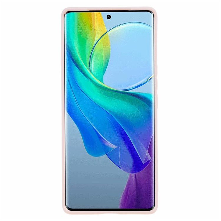 Glossy Phone Case for vivo Y78+ 5G , Candy Color Precise Cutout TPU Back Cover - Light Pink