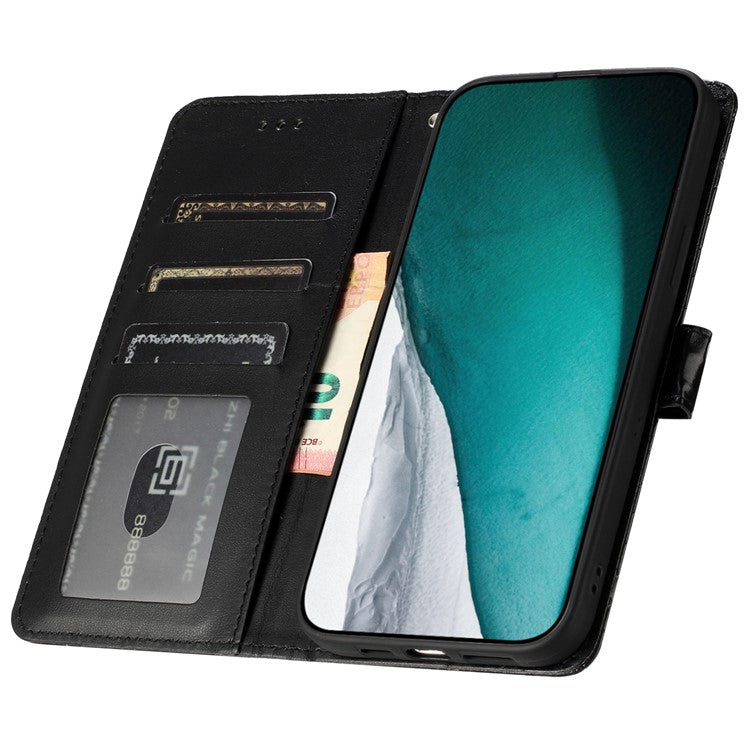 For Honor 70 5G Crocodile Texture Leather Stand Cover Wallet Design Anti-fall Phone Case with Strap - Black