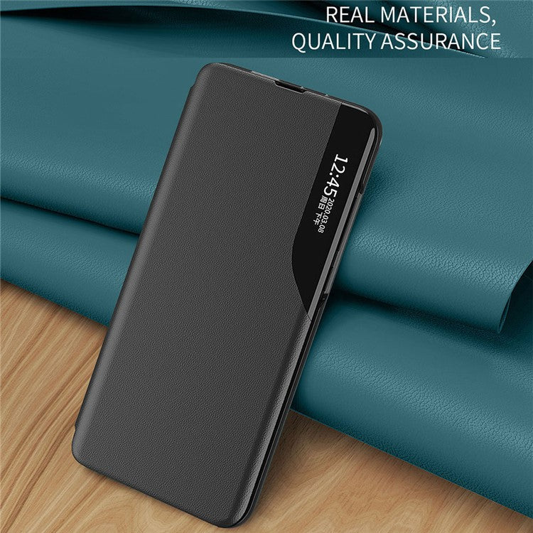 For Samsung Galaxy S23 FE View Window Phone Case PU Leather Drop Protection Stand Cover - Orange