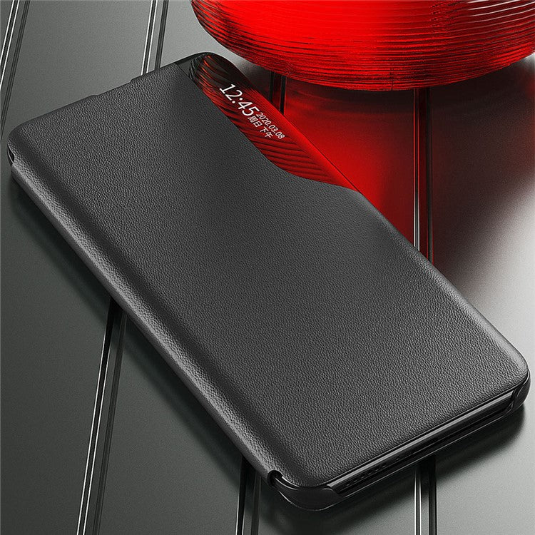 For Samsung Galaxy S23 FE View Window Phone Case PU Leather Drop Protection Stand Cover - Orange