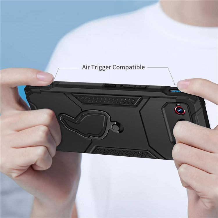 For Asus ROG Phone 6 5G / ROG Phone 7 5G PC+TPU Phone Case Anti-Slip Kickstand Phone Cover - Black