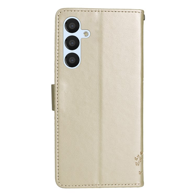 KT Imprinting Flower Series-3 for Samsung Galaxy A25 5G (Global) (161.0 x 76.5 x 8.3mm) Phone Case Wallet - Gold