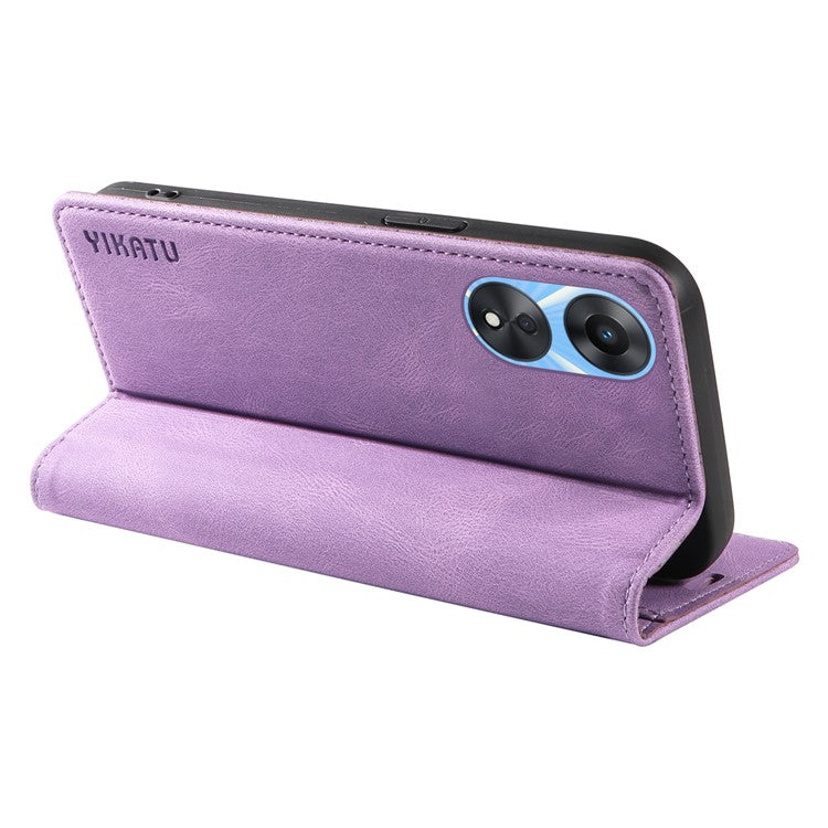 YIKATU YK-004 For Oppo A58 5G / A78 5G Skin-touch Leather Cover Flip Wallet Stand Phone Case - Purple