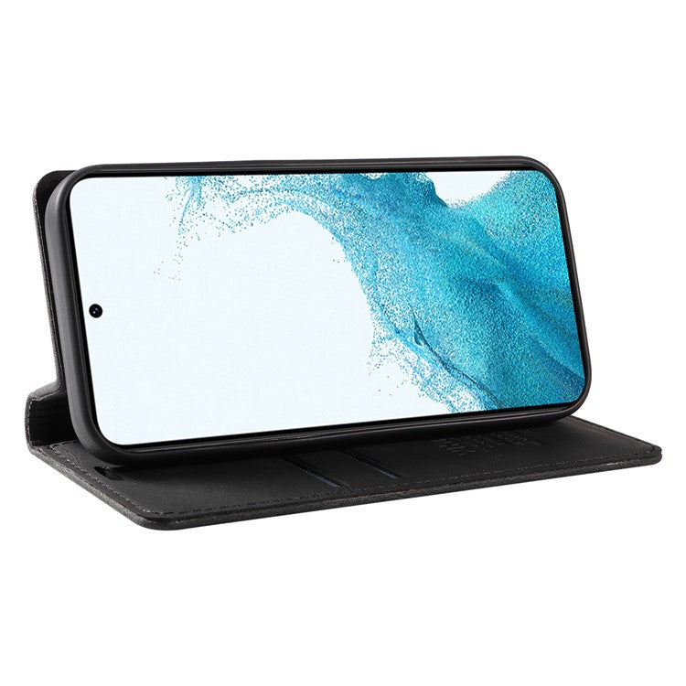 YIKATU YK-004 For Samsung Galaxy S21 FE 5G Skin-touch Leather Cover Stand Wallet Shockproof Phone Case - Black