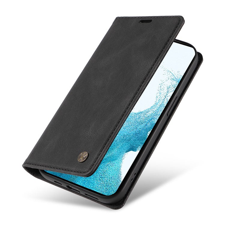 YIKATU YK-004 For Samsung Galaxy S21 FE 5G Skin-touch Leather Cover Stand Wallet Shockproof Phone Case - Black