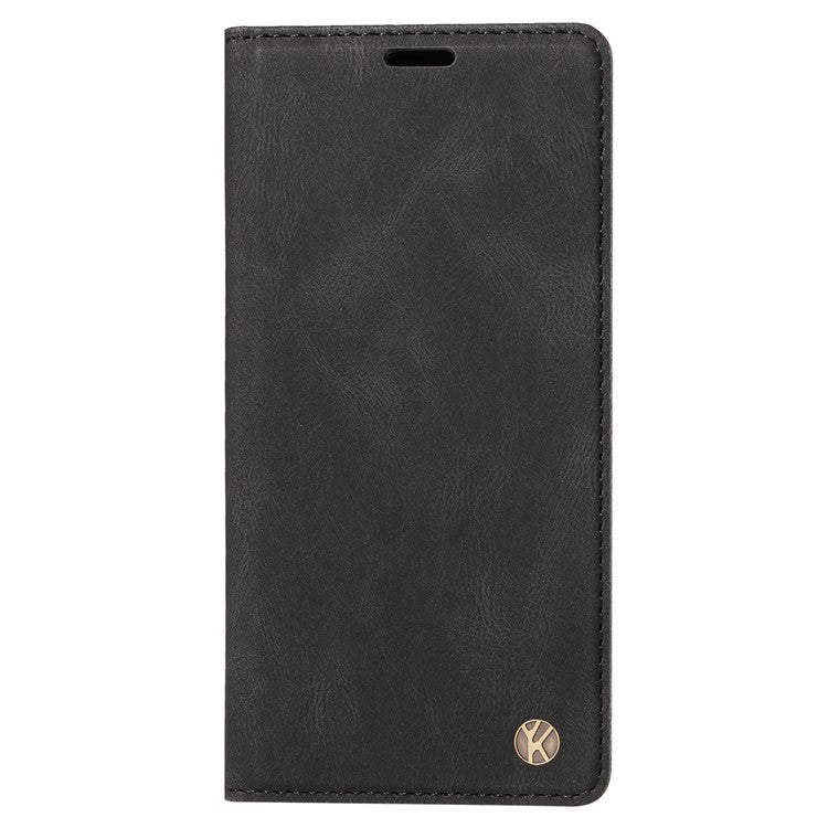 YIKATU YK-004 For Samsung Galaxy S21 FE 5G Skin-touch Leather Cover Stand Wallet Shockproof Phone Case - Black